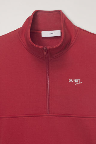 UNISEX RELAXED HALF ZIP-UP SWEATSHIRT RED