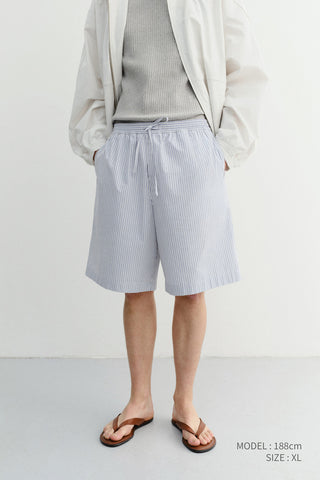 UNISEX PAJAMA BERMUDA SHORTS BLUE STRIPE