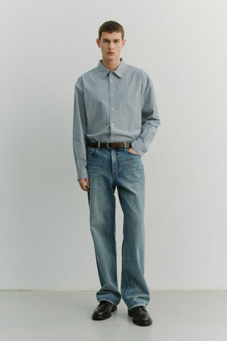 UNISEX 2-WAY OVERSIZED STRIPED SHIRT BLUE STRIPE