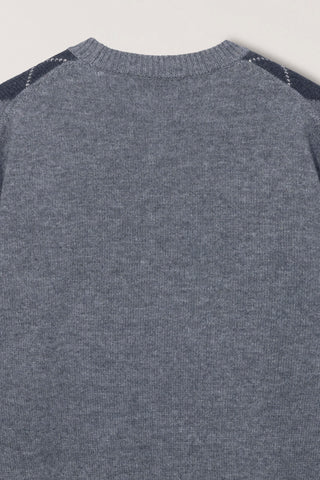 UNISEX ARGYLE CREWNECK SWEATER GREY