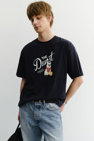 UNISEX DRAWING PUPPY T-SHIRT FRENCH NAVY