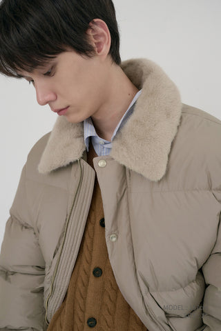 UNISEX COLLARED GOOSE DOWN JACKET BEIGE