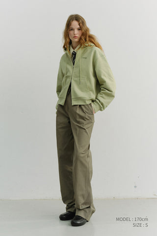 UNISEX CROPPED ZIP-UP HOODIE OLIVE
