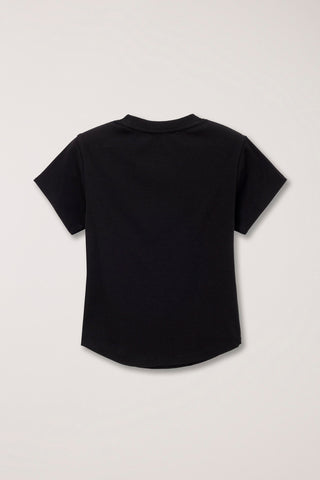 CURVED HEM SLIM TOP BLACK