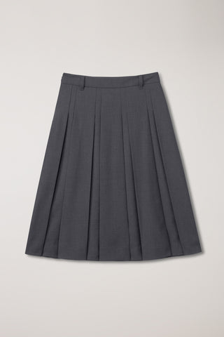 VOLUME PLEATS MIDI SKIRT MID GREY