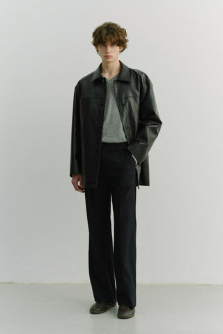 UNISEX ALTER-LEATHER HALF JACKET BLACK