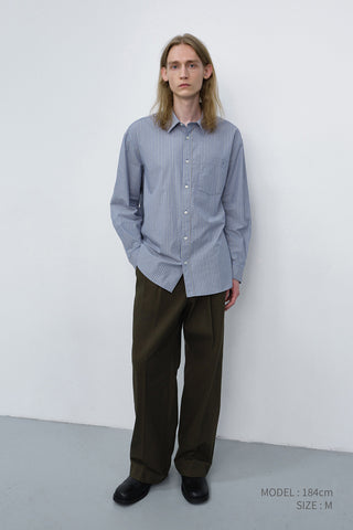 DOUBLE PLEATED WIDE CHINO SLACKS KHAKI