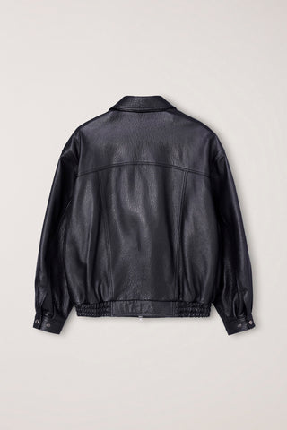UNISEX OVERSIZED VINTAGE LEATHER BLOUSON BLACK