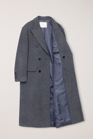 UNISEX TAILORED DOUBLE-BREASTED CASHMERE COAT MELANGE GREY
