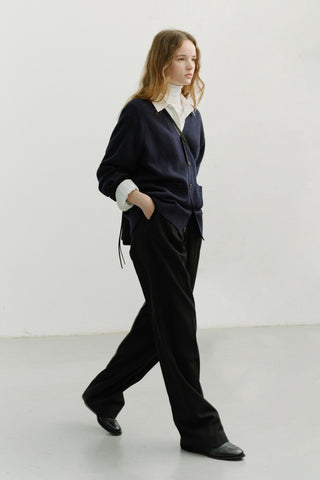 DOUBLE PLEATED SLACKS BLACK