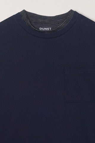 UNISEX LAYERED SET-UP T-SHIRT NAVY BLACK STRIPE