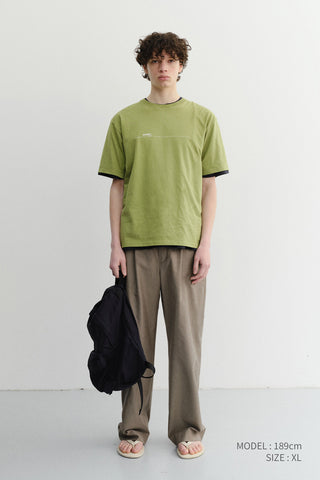 UNISEX MINIMAL LETTERING T-SHIRT OLIVE GREEN