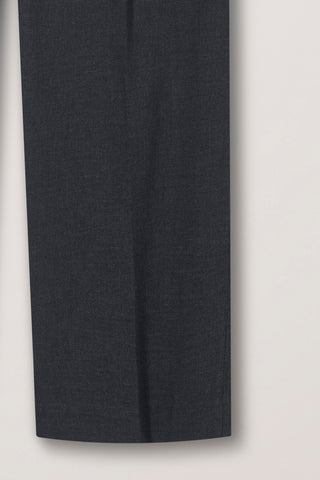 DOUBLE PLEATED WIDE SLACKS CHARCOAL GREY