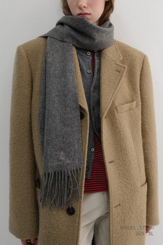 UNISEX 2-WAY 3 BUTTON BOUCLE WOOL COAT CAMEL