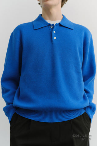UNISEX CASHMERE COLLARED SWEATER BLUE