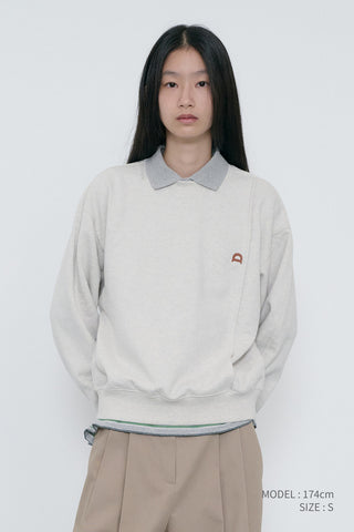 UNISEX DUNST LOGO CREASE SWEATSHIRT OATMEAL MELANGE