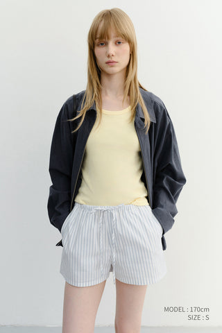 PAJAMA MINI SHORTS WHITE STRIPE