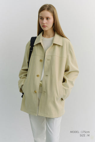 UNISEX ALTER-SUEDE HALF JACKET CREAM BEIGE