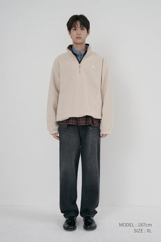 UNISEX HALF ZIP-UP FLEECE SWEATSHIRT CREAM