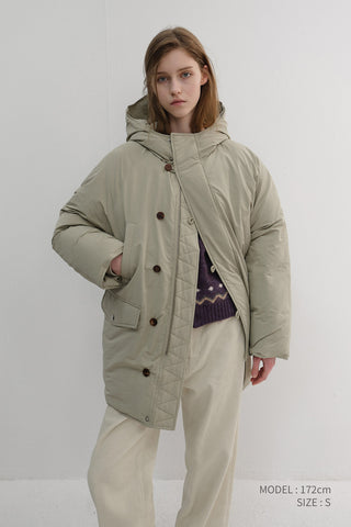 UNISEX GOOSE DOWN PARKA JACKET SOFT KHAKI