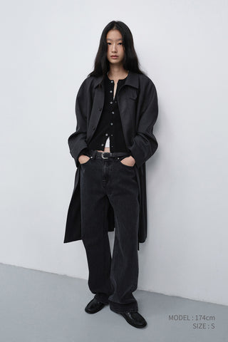 UNISEX CREWNECK KNIT CARDIGAN BLACK