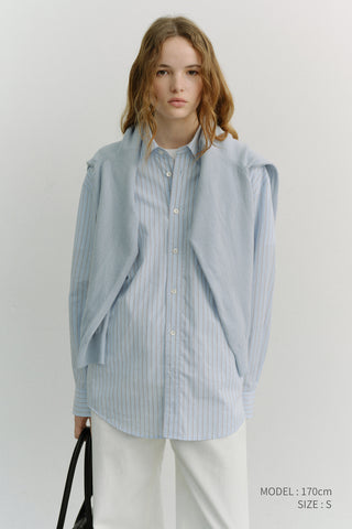 UNISEX OVERSIZED STRIPED SHIRT SKY BLUE STRIPE