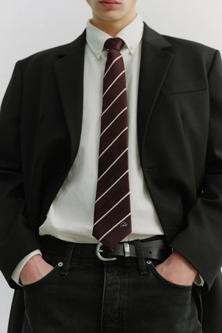 STRIPED TIE BURGUNDY