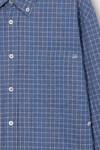 UNISEX SEERSUCKER BD SHIRT BLUE CHECK