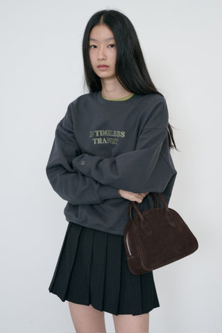 SUEDE BOSTON TOTE BAG DEEP BROWN