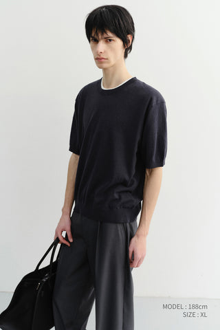 UNISEX LINEN CREWNECK KNIT NAVY