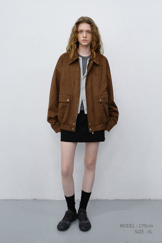 UNISEX ALTER-SUEDE ZIP-UP BLOUSON CAMEL SUEDE