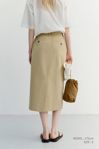 H-LINE COTTON LONG SKIRT BEIGE