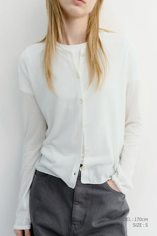 SUMMER ESSENTIAL CREWNECK CARDIGAN WHITE