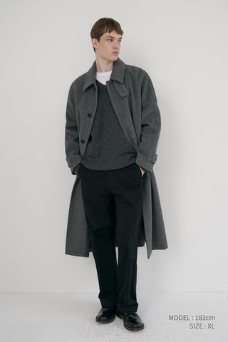 UNISEX BELTED CASHMERE MAC COAT MELANGE GREY