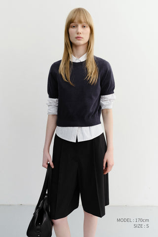 UNISEX LINEN CREWNECK KNIT NAVY