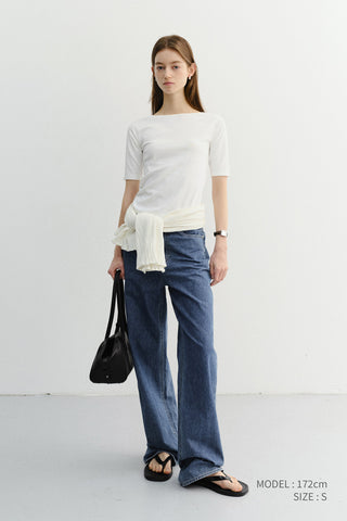 ESSENTIAL BOAT NECK T-SHIRT OFF WHITE