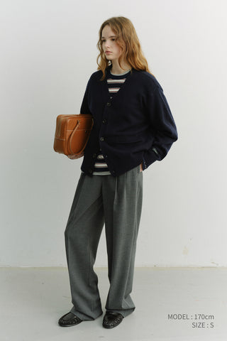 UNISEX BOYFRIEND KNIT CARDIGAN DARK NAVY
