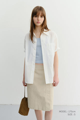 UNISEX OPEN COLLARED STRIPED SHIRT WHITE