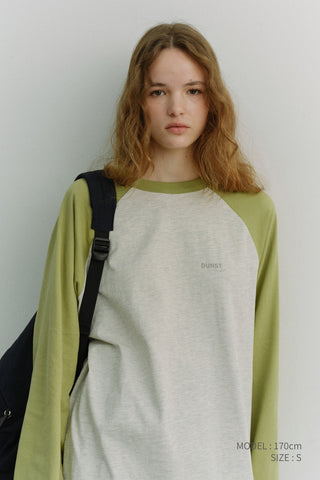 UNISEX RAGLAN T-SHIRT OLIVE GREEN OATMEAL MELANGE