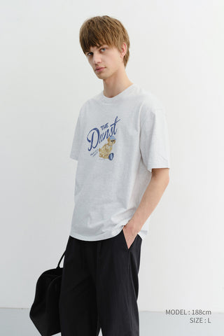 UNISEX DRAWING PUPPY T-SHIRT LIGHT MELANGE GREY