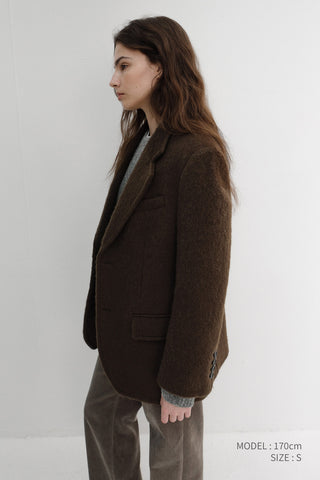 UNISEX ALPACA BLAZER COAT BROWN