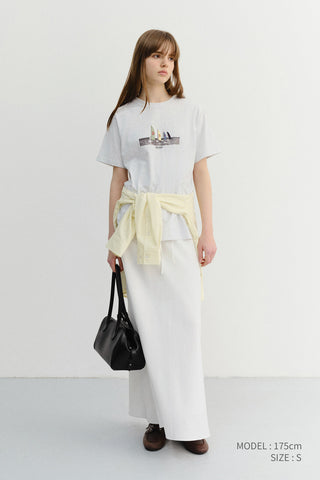 UNISEX APPLIQUE YACHT T-SHIRT LIGHT MELANGE GREY