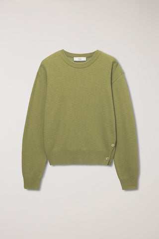 UNISEX BUTTONED CREWNECK SWEATER OLIVE