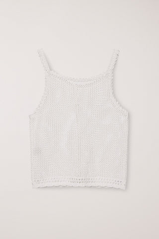 CROCHET BUSTIER KNIT TOP IVORY
