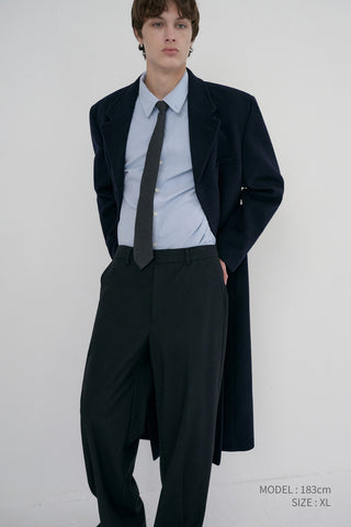 UNISEX 2-WAY 3 BUTTON CASHMERE COAT NAVY