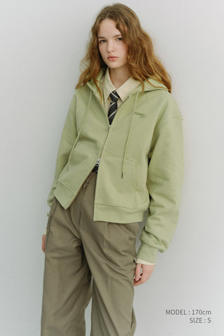 UNISEX CROPPED ZIP-UP HOODIE OLIVE