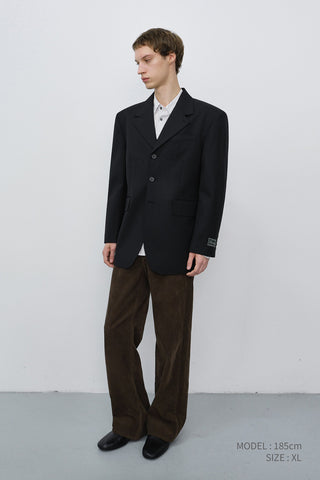 UNISEX REFINED MASCULINE WOOL BLAZER BLACK