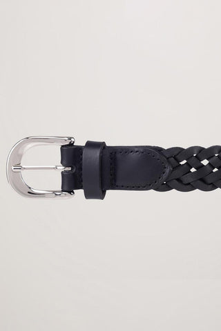 D-BUCKLE TWIST LEATHER BELT BLACK