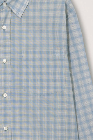 UNISEX CROPPED CHECKED SHIRT SOFT BLUE CHECK