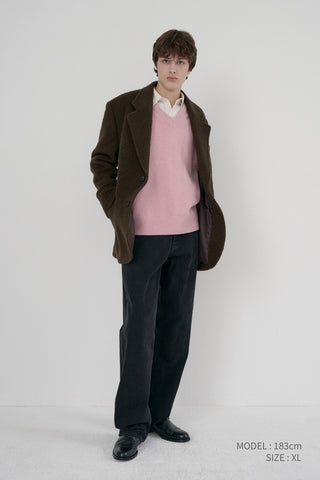 UNISEX SOFT VOLUME V-NECK SWEATER SOFT PINK